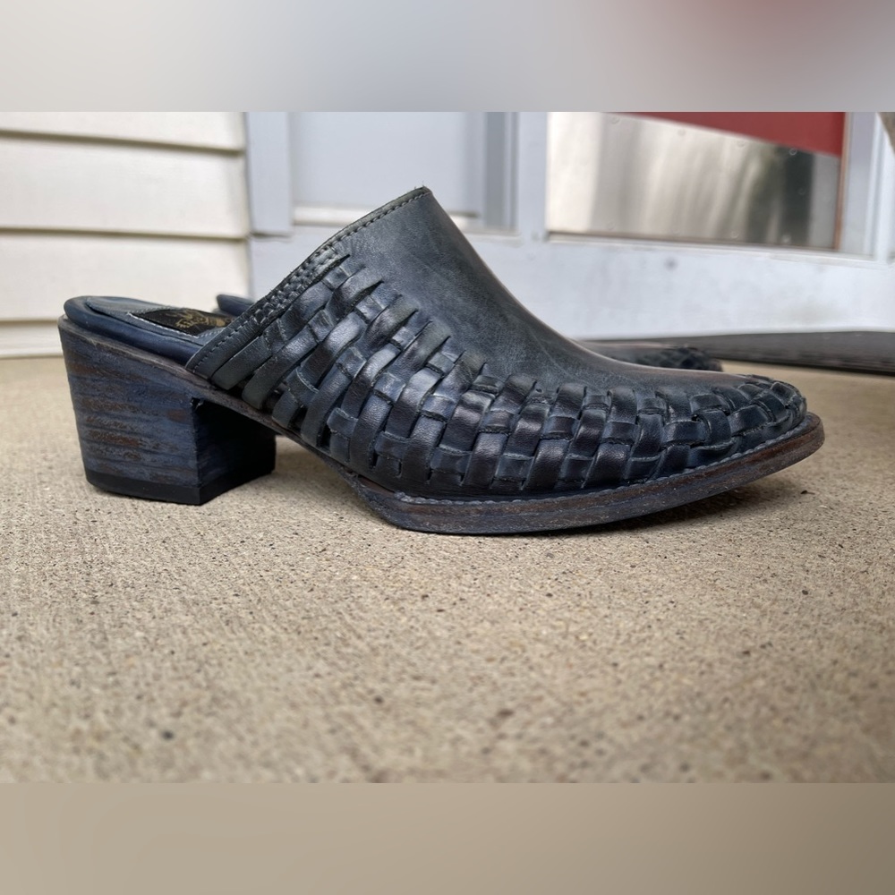 Freebird by Steven Slate Blue Leather Sofia Mules